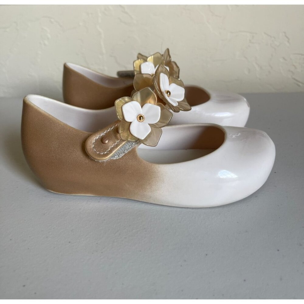 Mini Melissa Ultragirl Flower Gold Mary Janes MSRP $53 Flower II
